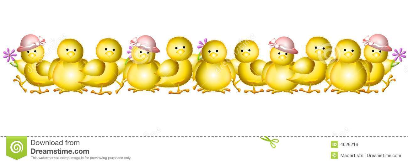 Row Of Yellow Baby Easter Chicks Border Royalty Free Stock Image