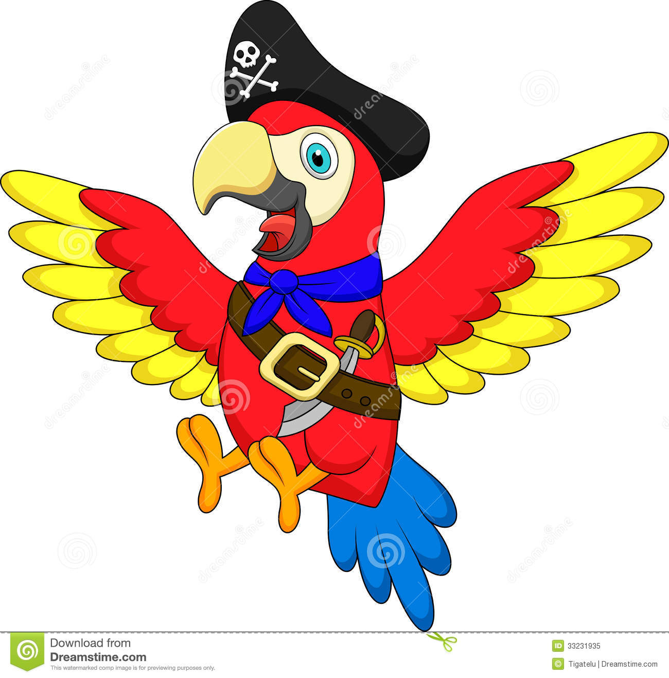 Cute Parrot Pirate Cartoon Royalty Free Stock Photo   Image  33231935