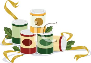 Holiday Food Drive Cans Of Food For Charity   Royalty Free Clipart    