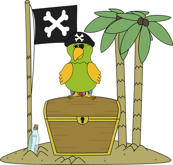 Pirate Flag And Parrot On An Island Clip Art   Pirate Flag And Parrot