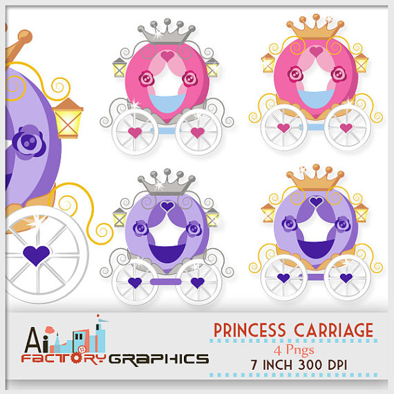 Princess Carriage Fairy Tale Digital Clipart    Little Girls Old