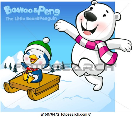 Clip Art   Polar Bear Penguin Snow Character Winter Bawoo Bear