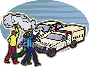 Police At The Scene Of A Car Accident   Royalty Free Clipart Picture