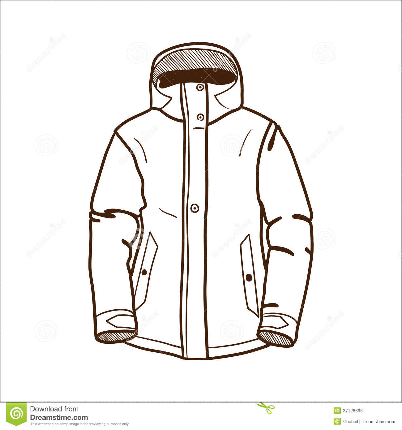 Winter Coat With Hood Clipart Winter Sport Jacket Isolated