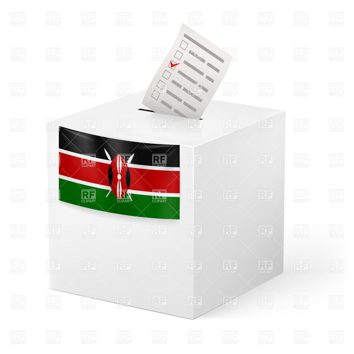 Ballot Box With Flag Of Kenya And Voting Paper Download Royalty Free