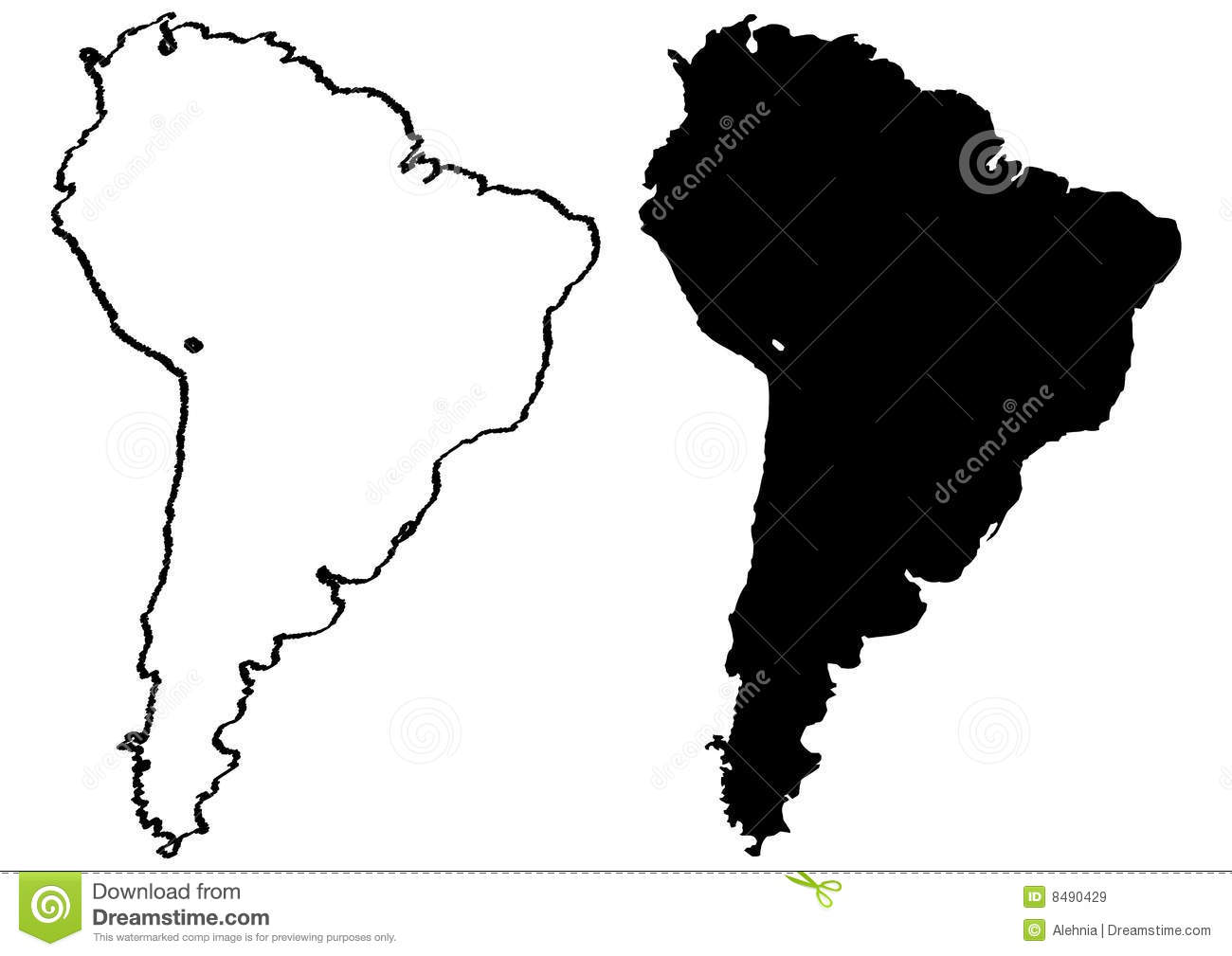 Black And White Map Of South America Illustration