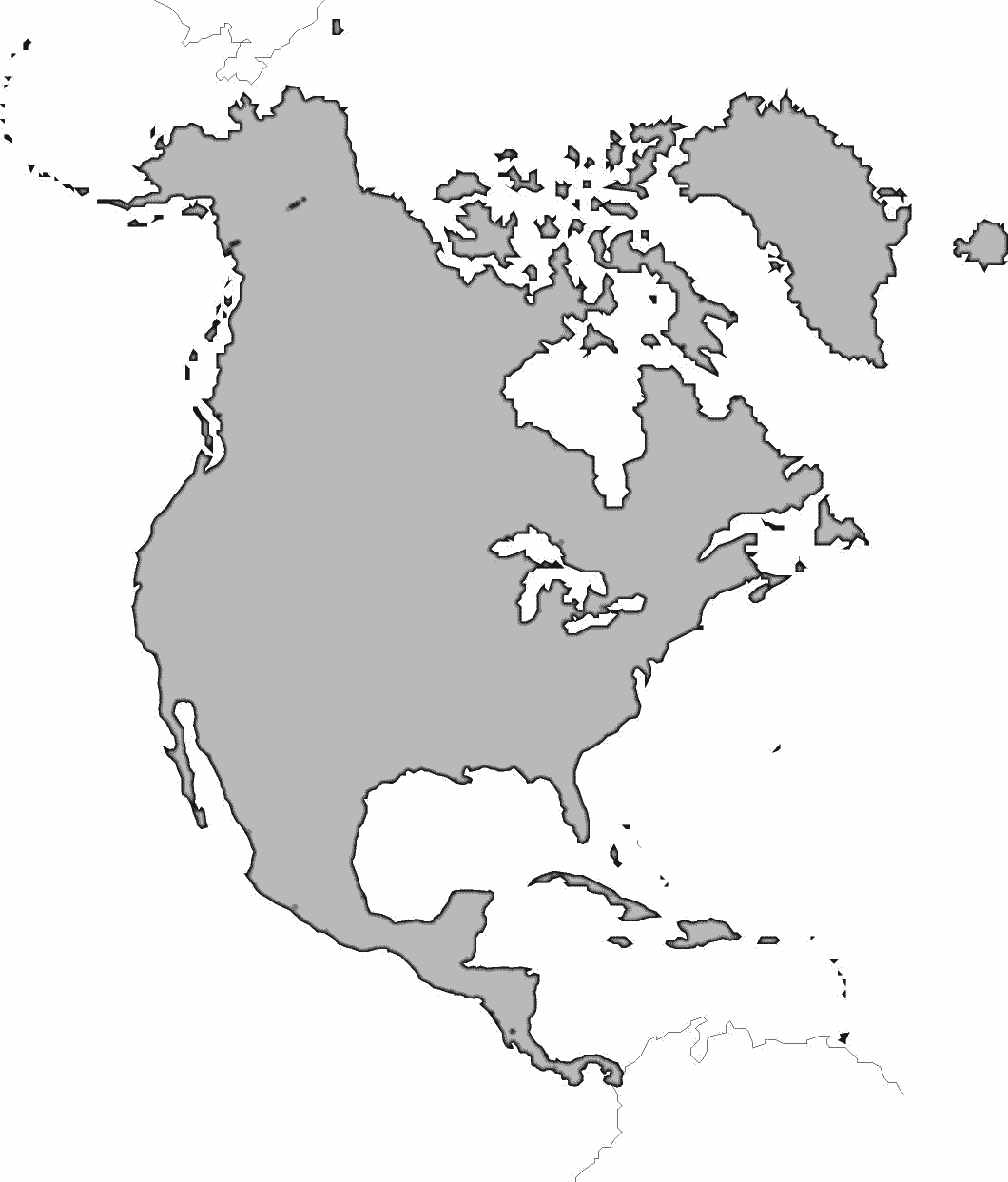 Blank Map Of North America Without Regional Borders