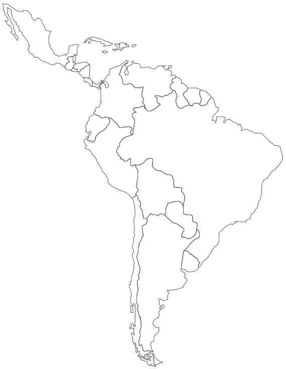 Geo Map   Contours Of South America Countries