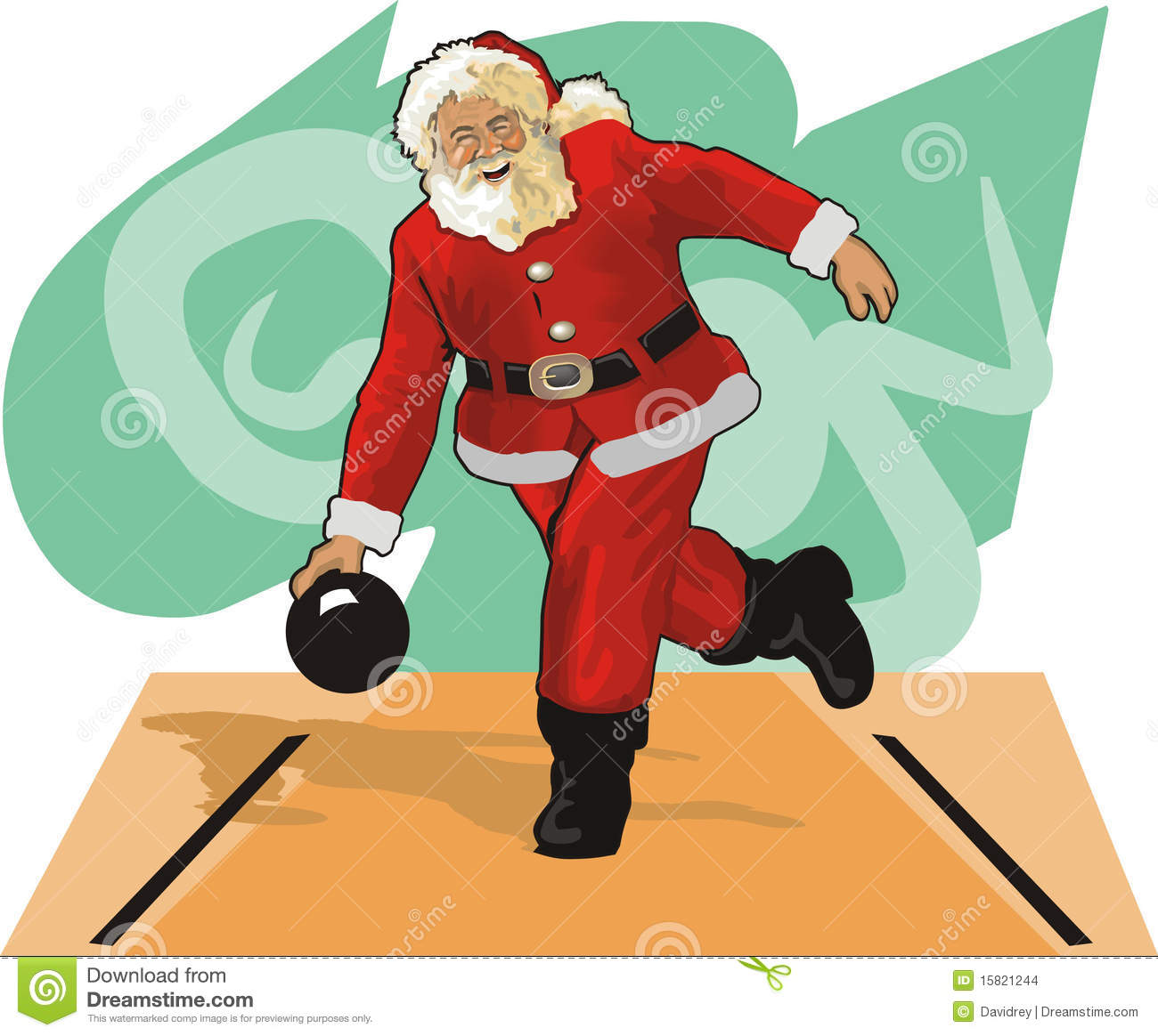 Santa Claus Throwing A Bowling Ball