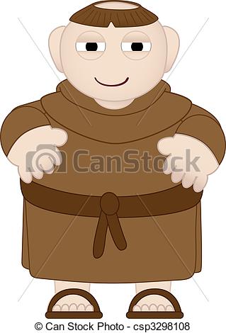 Stock Illustration   Tubby Monk In Brown Robes Wearing Sandles   Stock