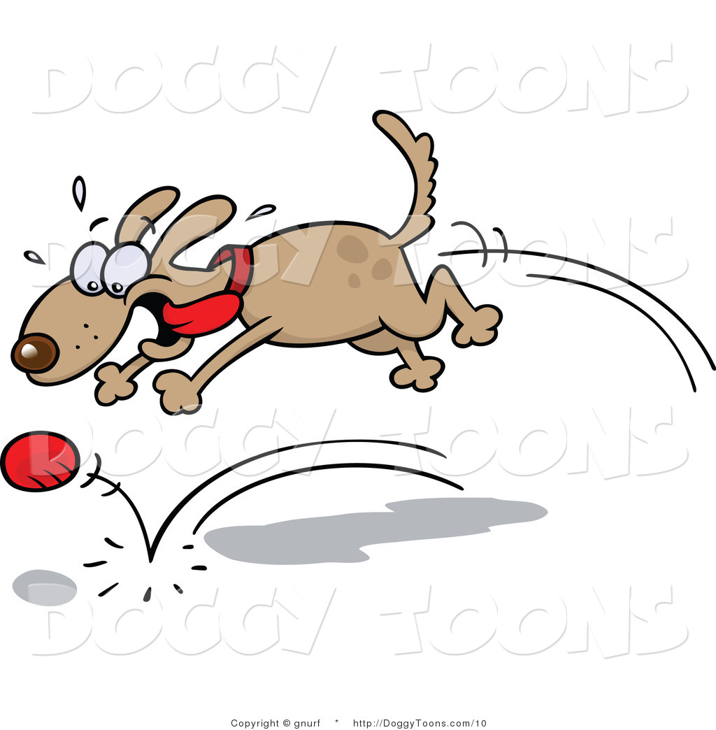 Vector Doggy Clipart Of A Happy Dog Chasing A Ball By Gnurf    10