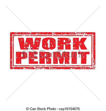 Vectors Illustration Of Work Permit Stamp   Grunge Rubber Stamp With
