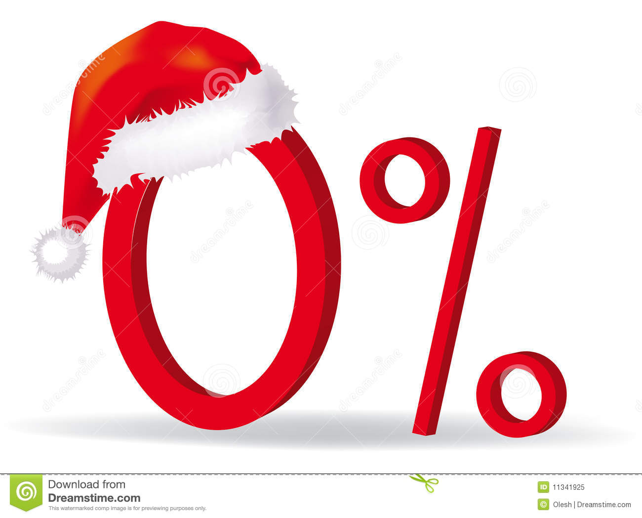 Zero Percent In Christmas Hat Royalty Free Stock Photo   Image