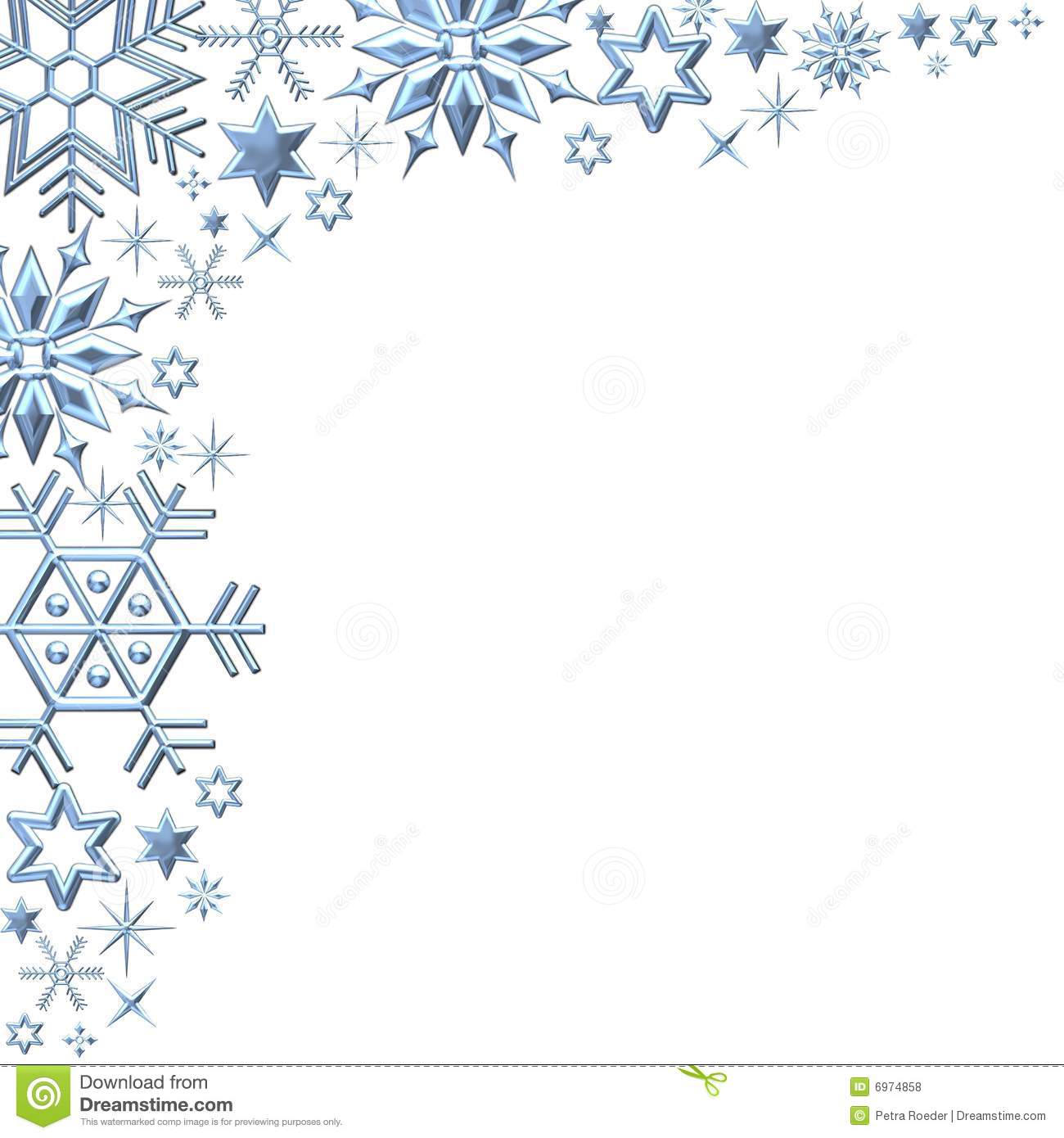 Snowflakes Border On White Royalty Free Stock Photos   Image  6974858