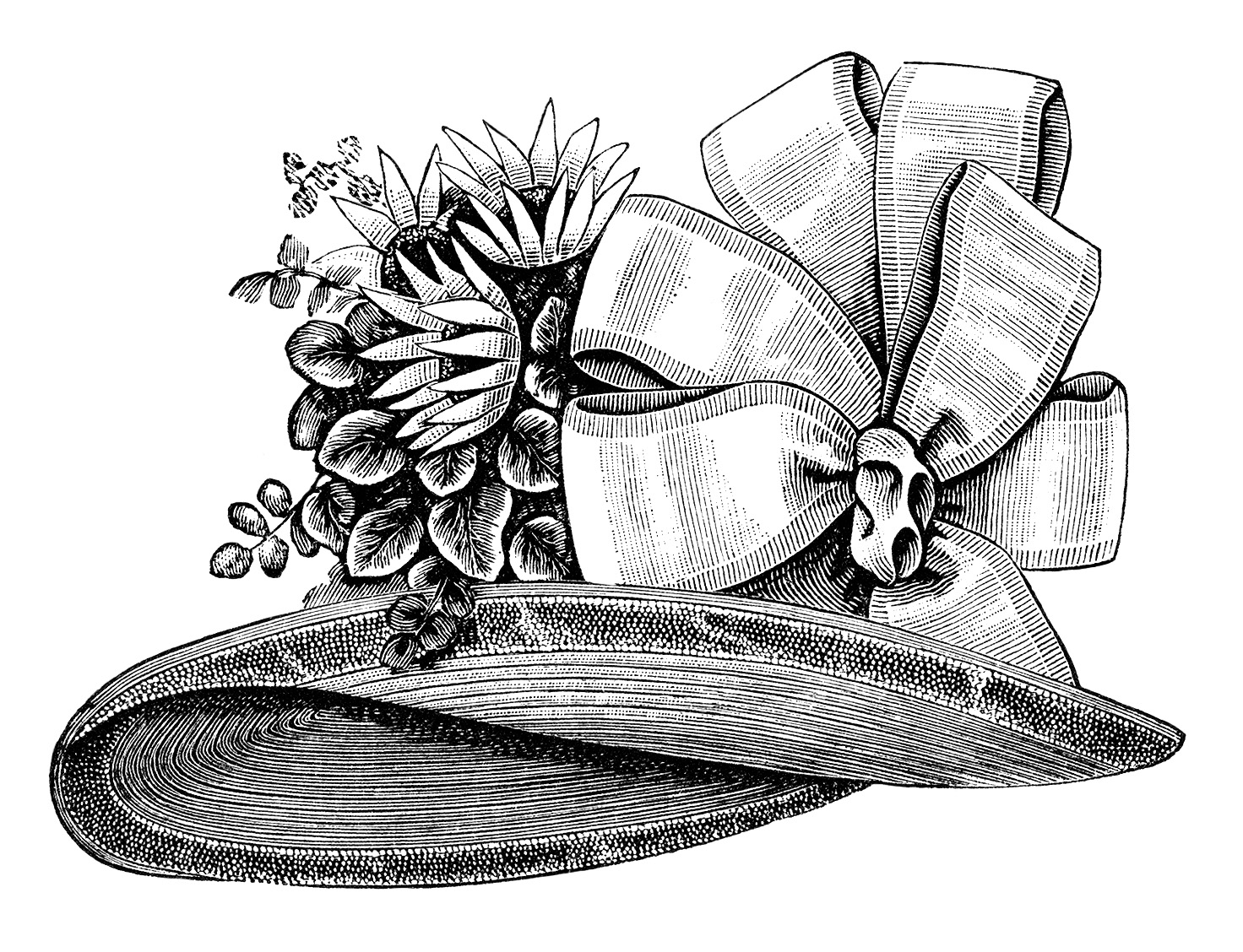 Hat Victorian Fashion Accessories Black And White Clipart Vintage