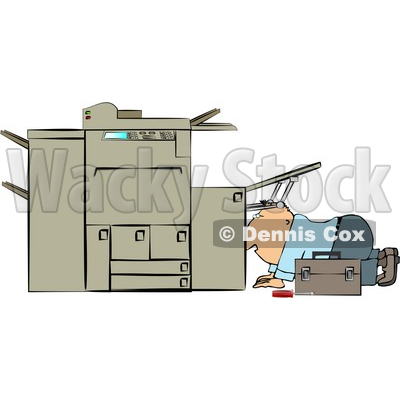 Repairman Trying To Fix A Broken Copy Machine Clipart   Djart  4348