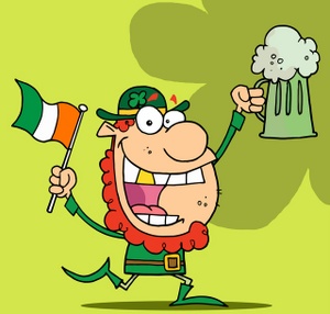 Leprechaun Clipart Image   Irish Man Waving The Flag Of Ireland And