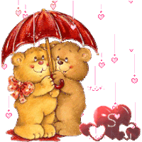 Raining Hearts Couple Teddy Bears Alphabet Heart Animated Gif Photo