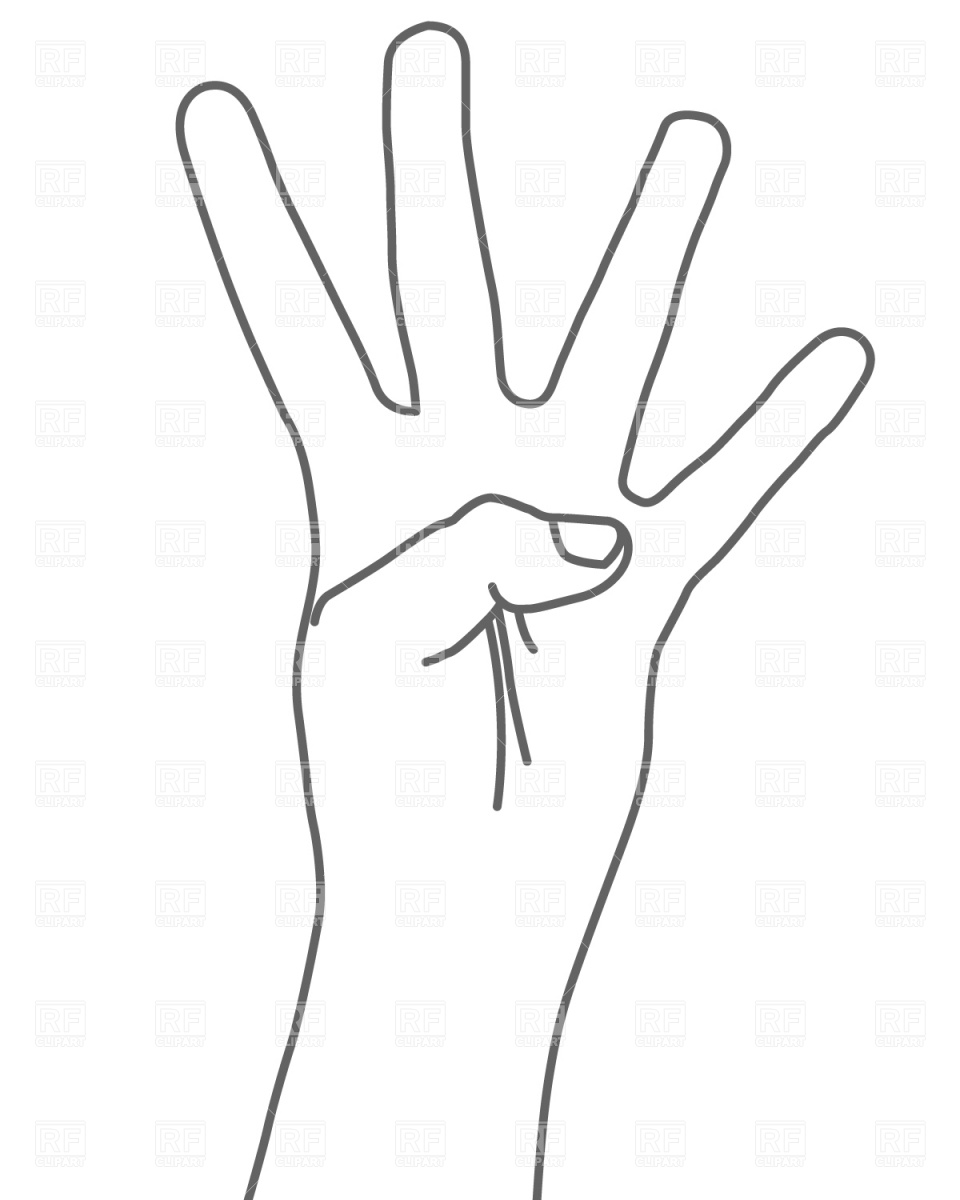 Four Fingers Hand Sign 681 Download Royalty Free Vector Clipart  Eps