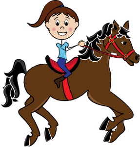 Girl Riding A Horse Clipart Image   Little Girl Child Riding A Pretty