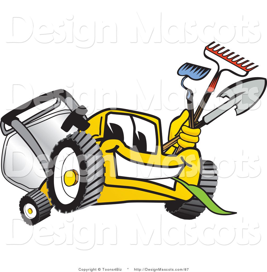 Lawn Clip Art Clipart Of A Yellow Lawn Mower Royalty Free By Toons4biz