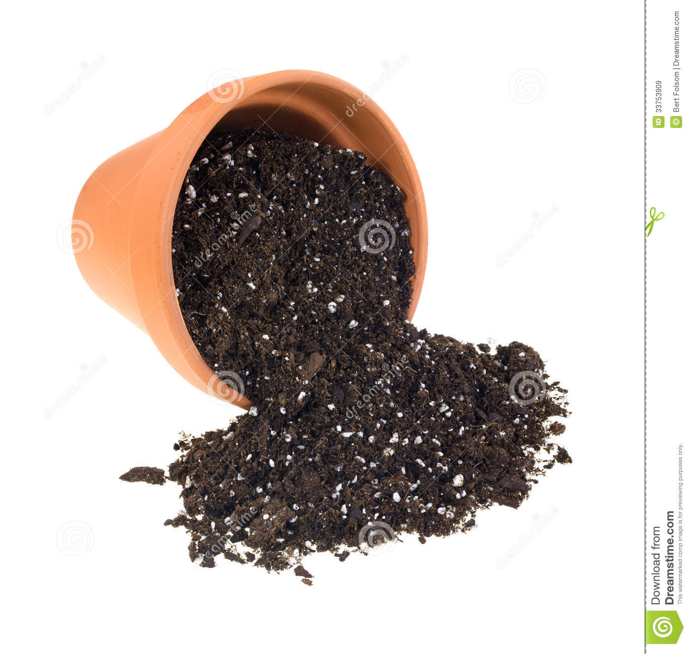 Organic Potting Soil Spilling From Cay Pot Royalty Free Stock Images