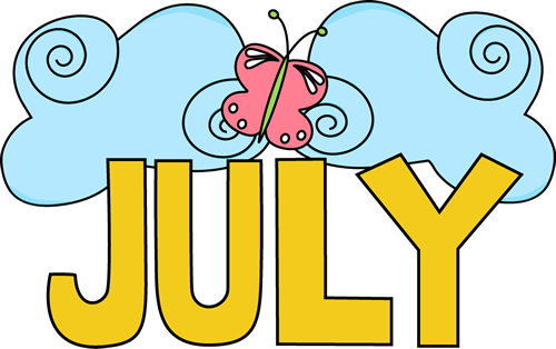 Pretty July Clip Art Image   The Word July In Yellow Surrounded By