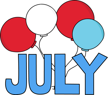 Red White And Blue July Clip Art Image   The Word July In Red White