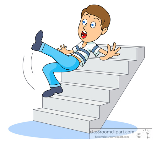 Safety   A Person Falling Down Stairs   Classroom Clipart
