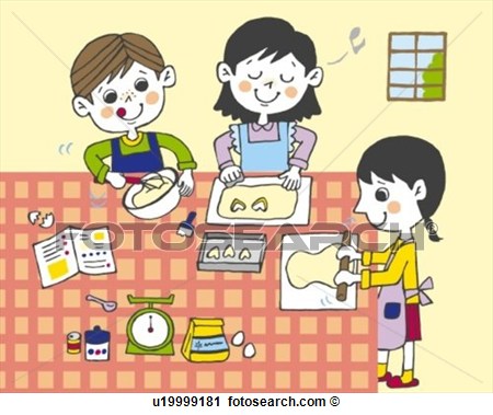 Children Making Cookies Painting Illustration Illustrative