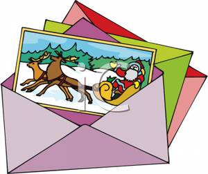 Clipart Image  A Christmas Greeting Card In An Envelope