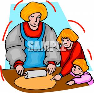 Family Making Cookies   Royalty Free Clipart Picture
