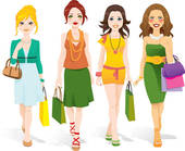 Fashion Girls Walking   Clipart Graphic