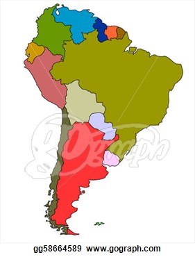 Full Color Map Of South America  Clipart Drawing Gg58664589