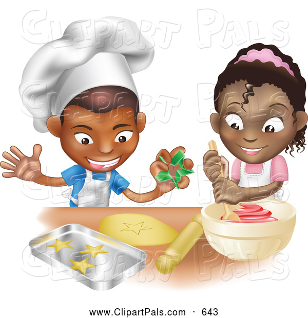 Pal Clipart Of A Friendly Black Boy And Girl Making Cookies Together