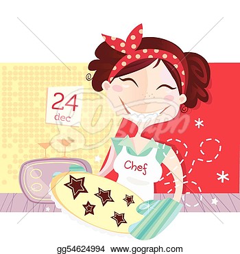 Woman Is Making Christmas Cookies  Stock Clipart Gg54624994