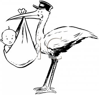 New Baby Clipart   Retro Stork With Baby   New Baby Clipart   Pintere