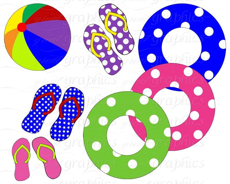 Pool Party Clip Art Pool Party Water Slide Flipper Digital Clipart