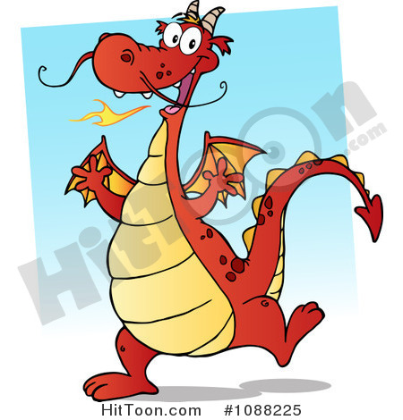 Dragon Clipart  1088225  Happy Red Fire Breathing Dragon Dancing By