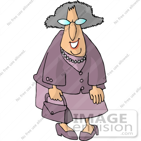 Old Caucasian Woman In Purple Clothing Clipart    15020 By Djart