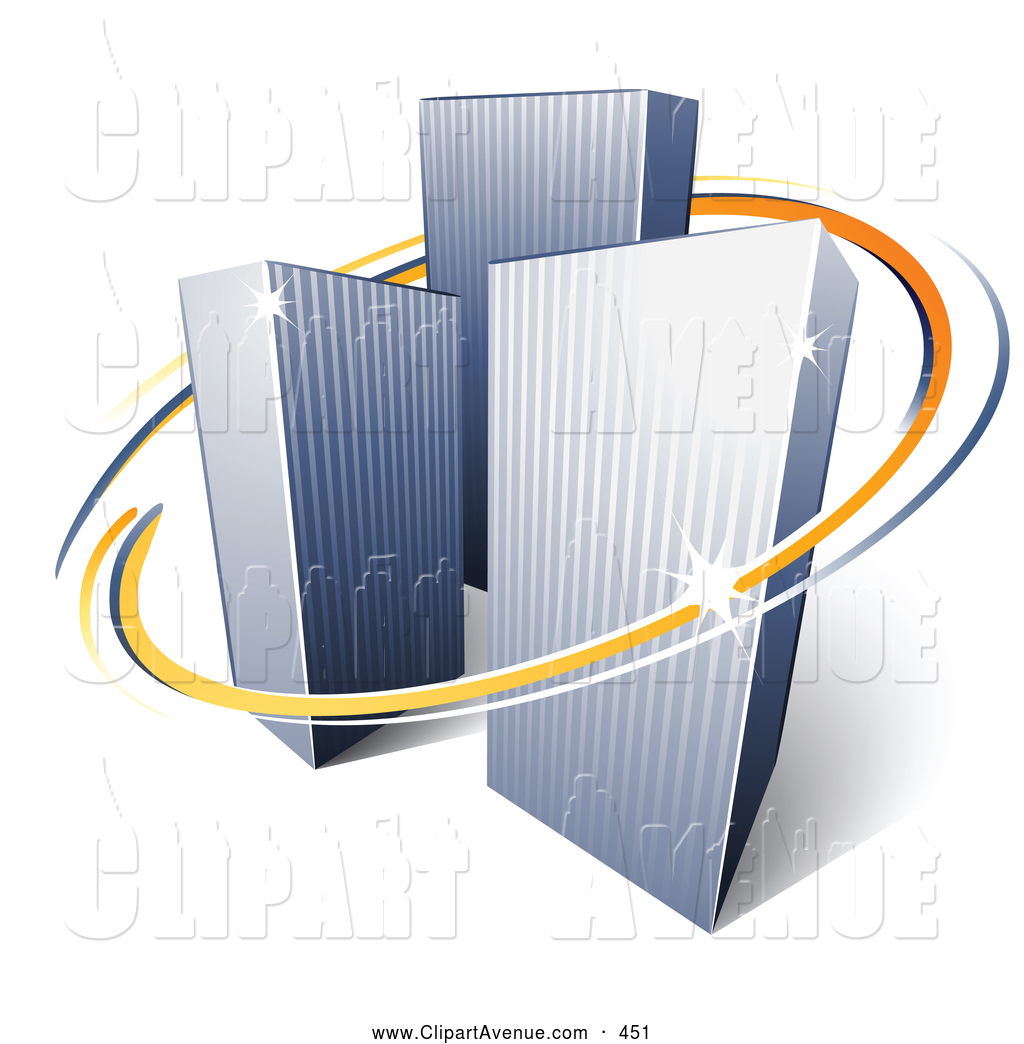 Avenue Clipart Of A Pre Made Logo Of Orange And Blue Lines Circling    
