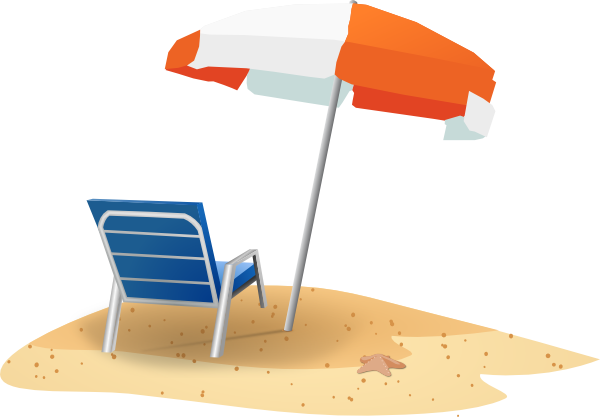 Beach Chair And Umbrella Clip Art At Clker Com   Vector Clip Art