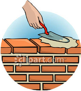 Cement Clipart A Person Spreading Cement On A Brick Wall Using A