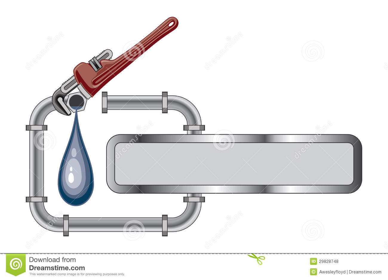 Illustration Of A Plumbing Design With Pipes Adjustable Wrench And