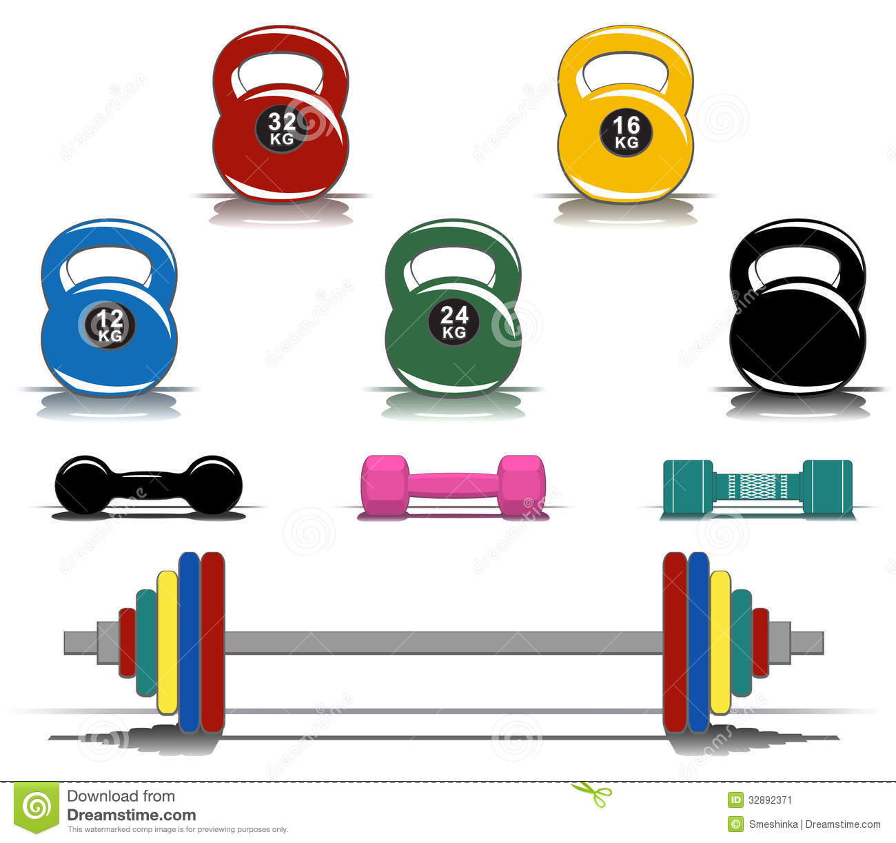 Colorful Fitness Equipment Stock Image   Image  32892371
