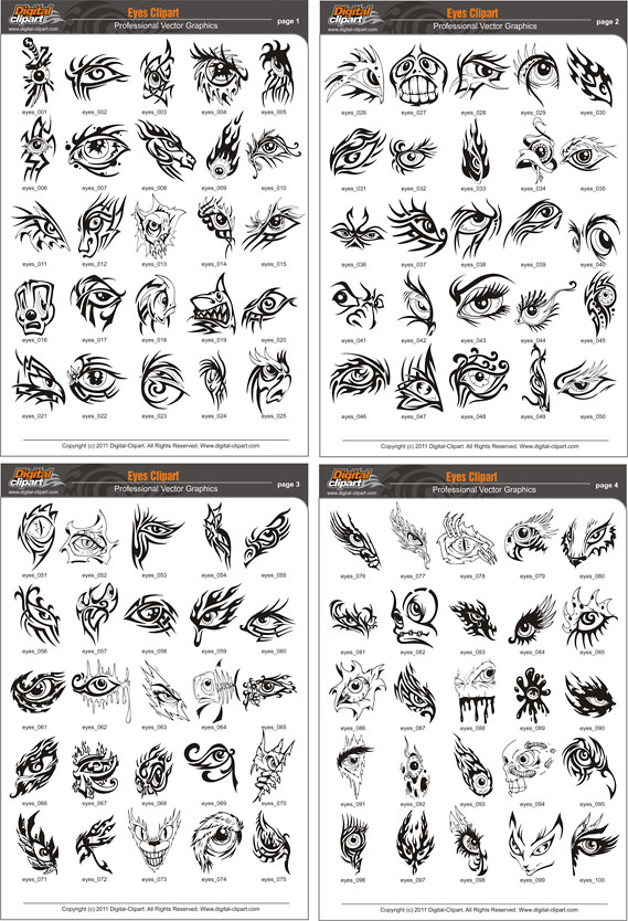 Eyes Clipart   Pdf   Catalog  Cuttable Vector Clipart In Eps And Ai