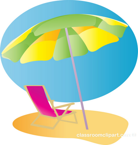 Summer   Beach Chair Umbrella 2   Classroom Clipart