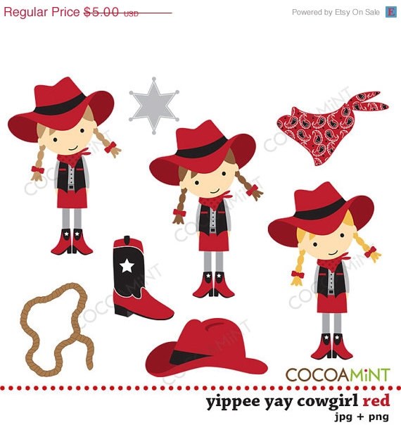 Yippee Yay Cowgirl Red Clip Art By Cocoa Mint   Catch My Party