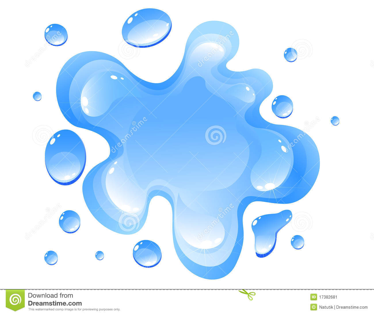 Blue Water Spill With Drops