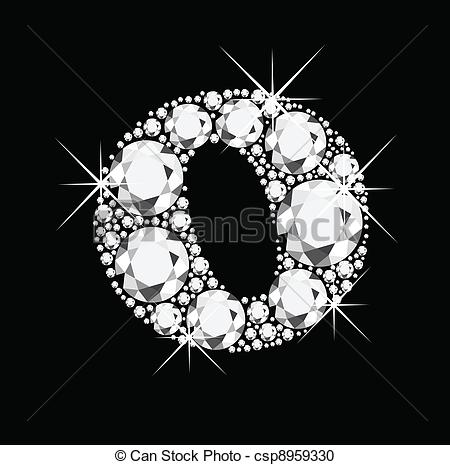 Clipart Of O Letter With Diamonds Bling Bling Csp8959330   Search Clip